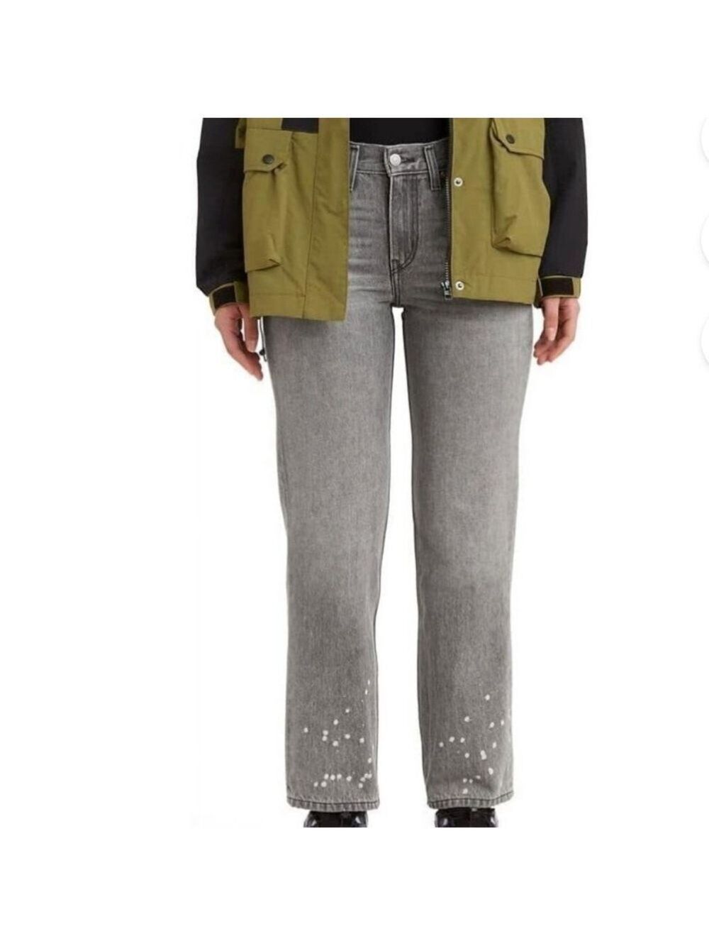 Levi's gray low pro straight paint splatter jeans size 27